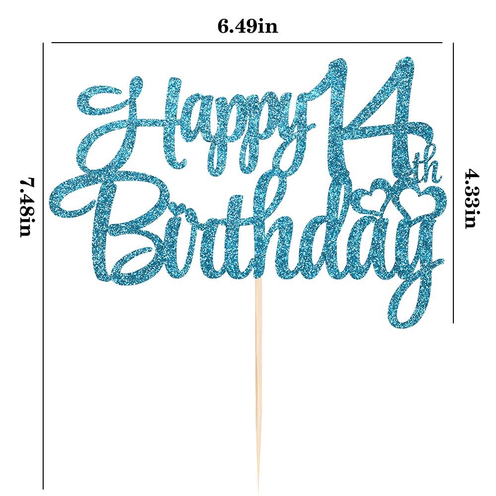 Blue flash 14th birthday cake topper ? happy 14th birthday cake topper?14th birthday party cake decorations