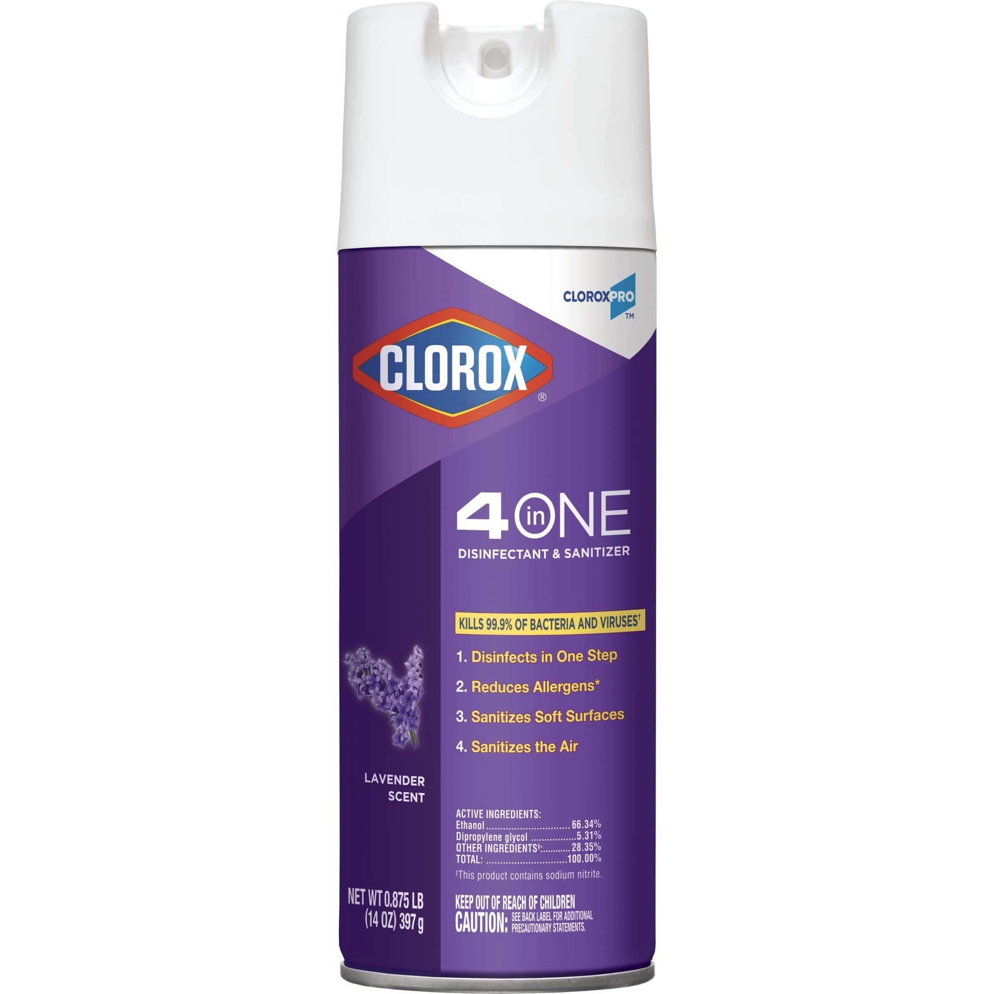 CloroxPro™ Clorox® 4 in One Disinfectant & Sanitizer, Lavender, 14 Ounce Canister (32512) (Package May Vary)
