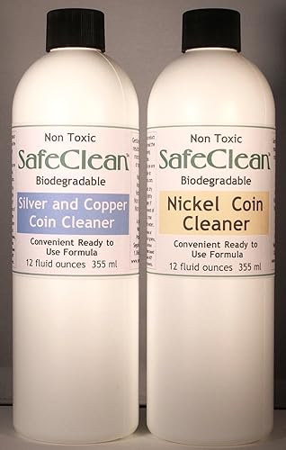 Wonder Oil Products LLC SafeClean Coin Cleaners Ready to Use Solutions for Modern Nickel and Silver/Copper Coins. No dilution needed. 12 fl. ounces