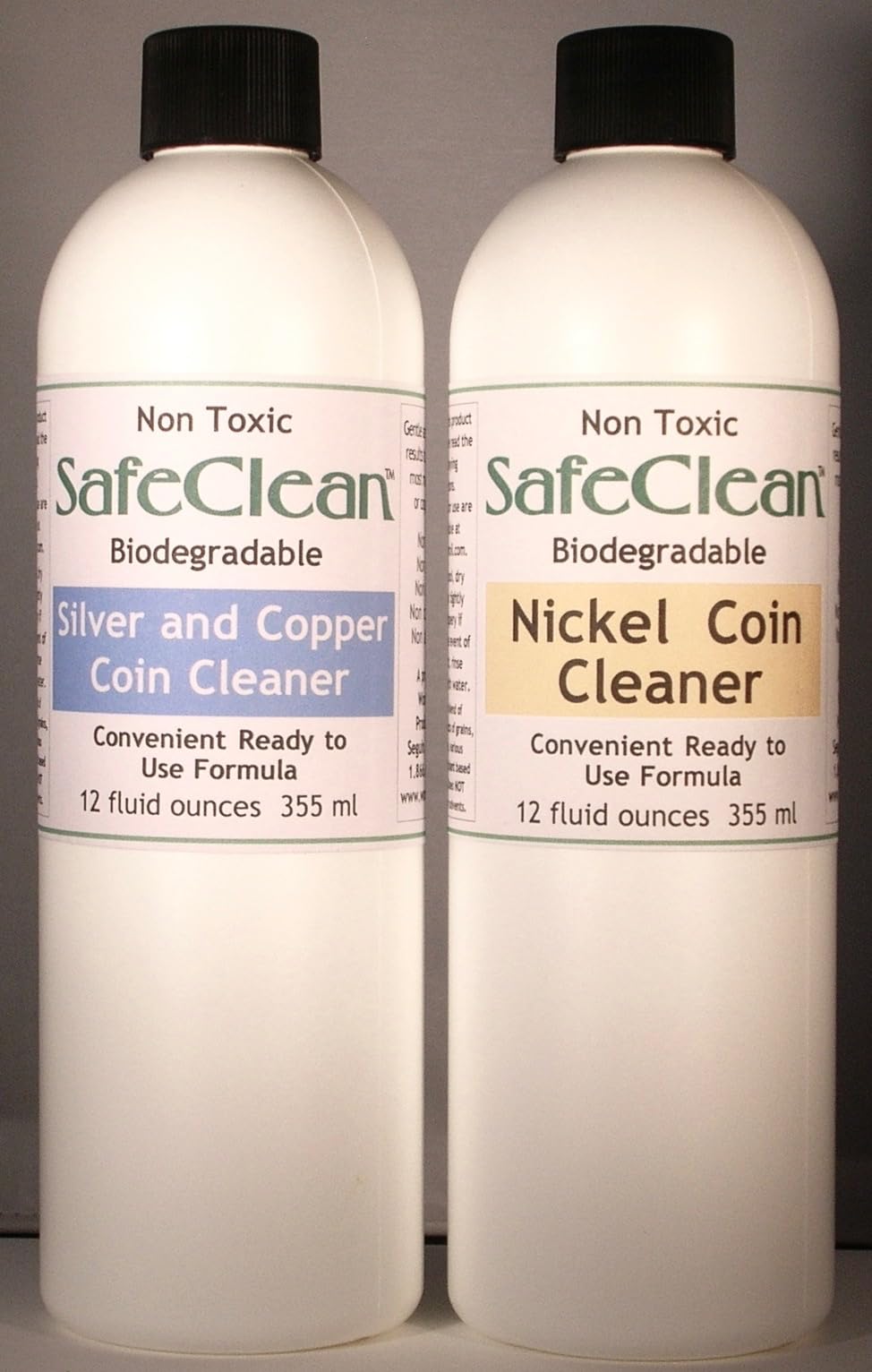 Wonder Oil Products LLC SafeClean Coin Cleaners Ready to Use Solutions for Modern Nickel and Silver/Copper Coins. No dilution needed. 12 fl. ounces