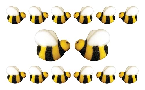 Bees Cake Decorations- Bumble Bee Shaped Edible Hard Sugar Decorations, 12 pcs by R.U.S. Candy Company