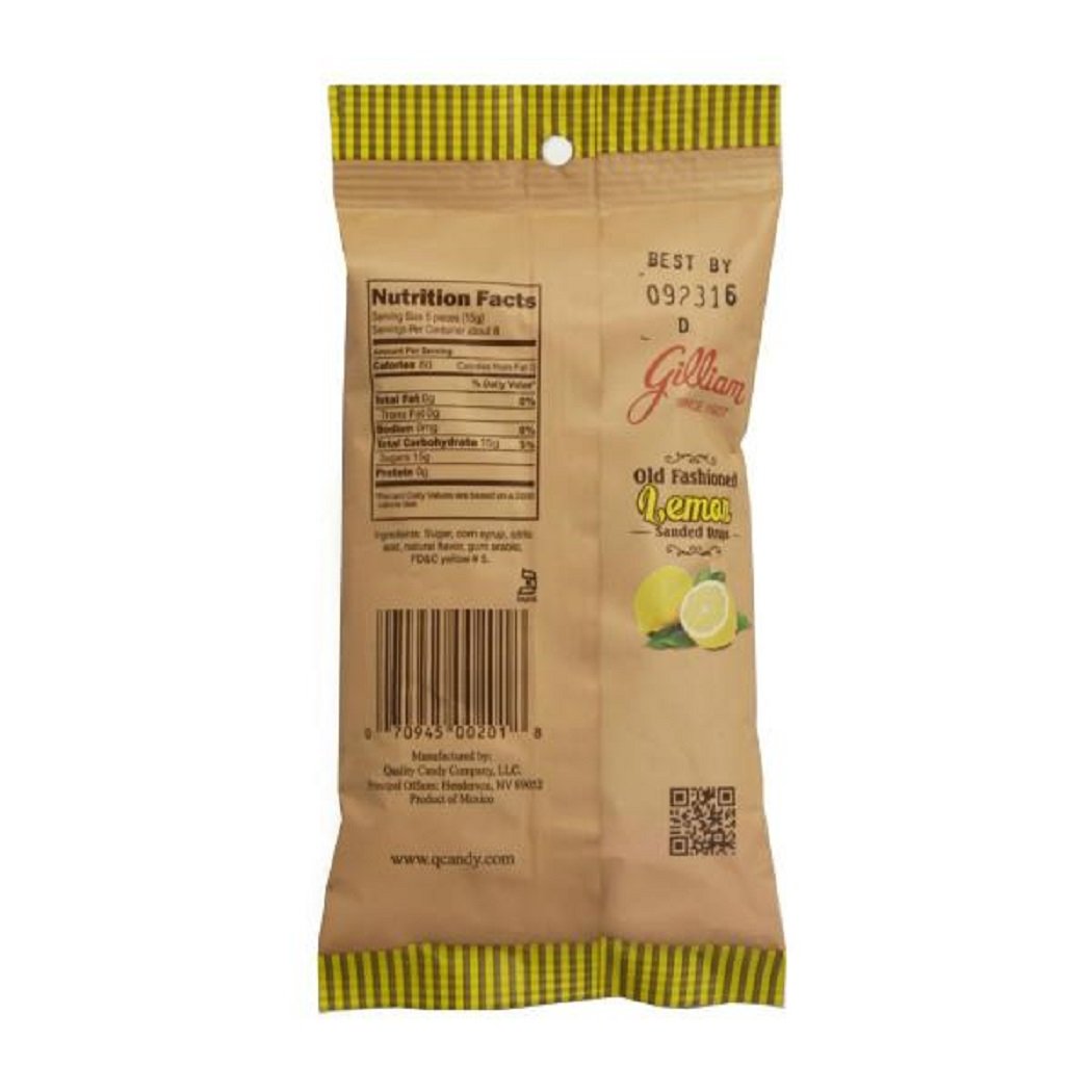 Gilliam Old Fashioned Candy Flavored Sanded Lemon Drops Pack of 2 (4.5 oz. Bag) (Lemon)
