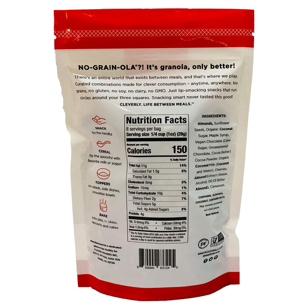 NO-GRAIN-OLA - Grain Free Granola | Paleo Friendly Healthy Snacks | Natural, Dairy Free, Soy Free, No Refined Sugars, Non GMO (8oz bags, 3 Bags Per