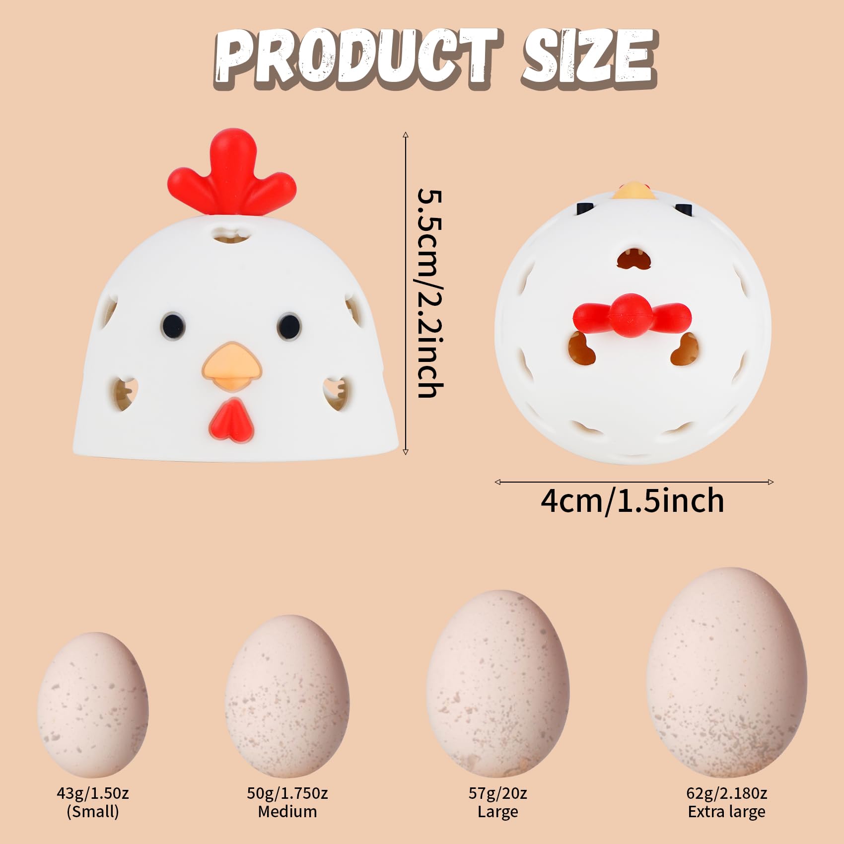COJIWAL Silicone Egg Brush Cleaner? Egg Cleaner for Fresh Eggs?Egg Brush for Cleaning Fresh Eggs?Cute Chicken Shape?2pcs Egg Washer for Fresh Eggs