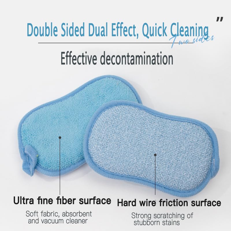 Kitchen Sponge,Dish Sponge,Scrub Sponges Cleaning Supplies,Sponges for Dishes Stainless Steel Wire to Remove Stubborn Stains,Durable Thickening 6-Pack