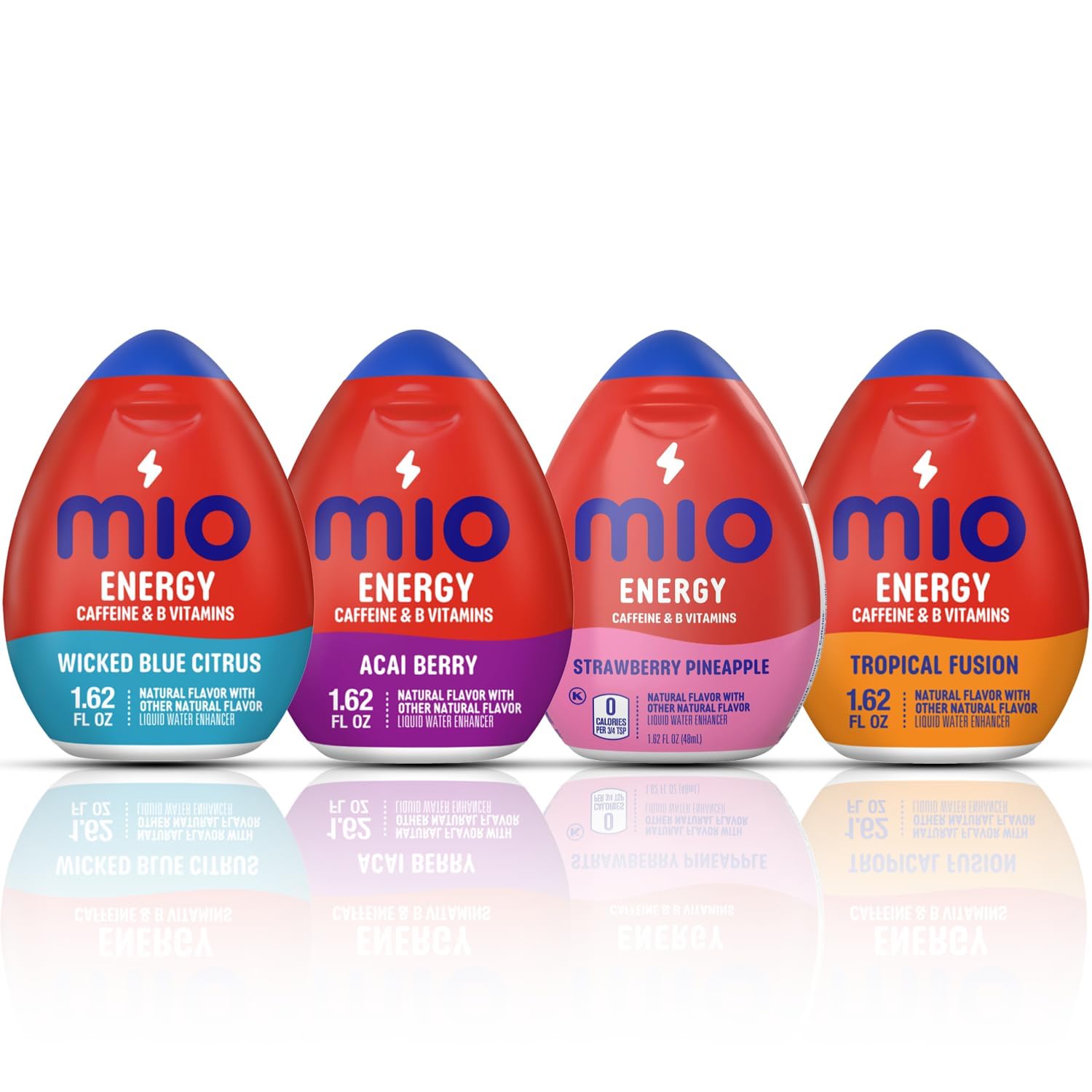 MiO Energy Water Enhancer Quartet for Sugar Free Hydration, Drink Mixing and Energy Support with Caffeine and B Vitamins, Wicked Blue Citrus, Acai