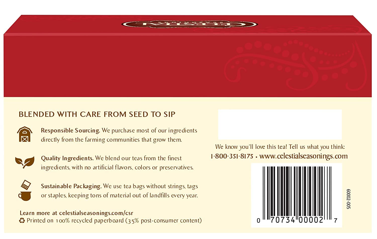 Celestial Seasonings Tea Caffeine Free Herbal Tea, Red Zinger 20 ea ( Packs of 6)