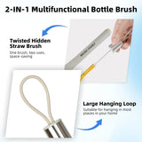 2 Pack Kitchen Scrub Brush, 2 in 1 Water Bottle Brush with Removable Straw Cleaner Dish Scrub Brush with Scraper Tip for Dishes, Pans, Bottle, Cups