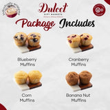 Dulcet Gift Baskets Old Fashioned Muffins Assortment with Delectable Flavors- Blueberry, Cranberry, Corn, & Banana Nut Great Gift for Holidays