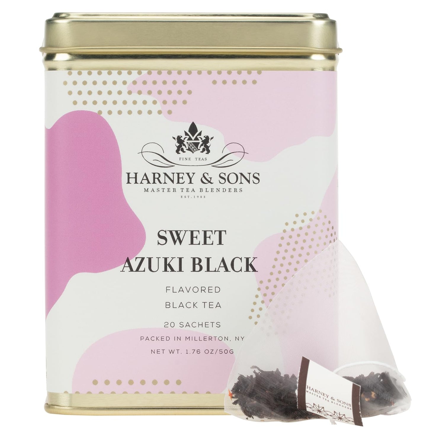 Harney & Sons Sweet Azuki Black Tea, Tin of 20 Sachets, Vanilla and Red Bean Flavored Blend