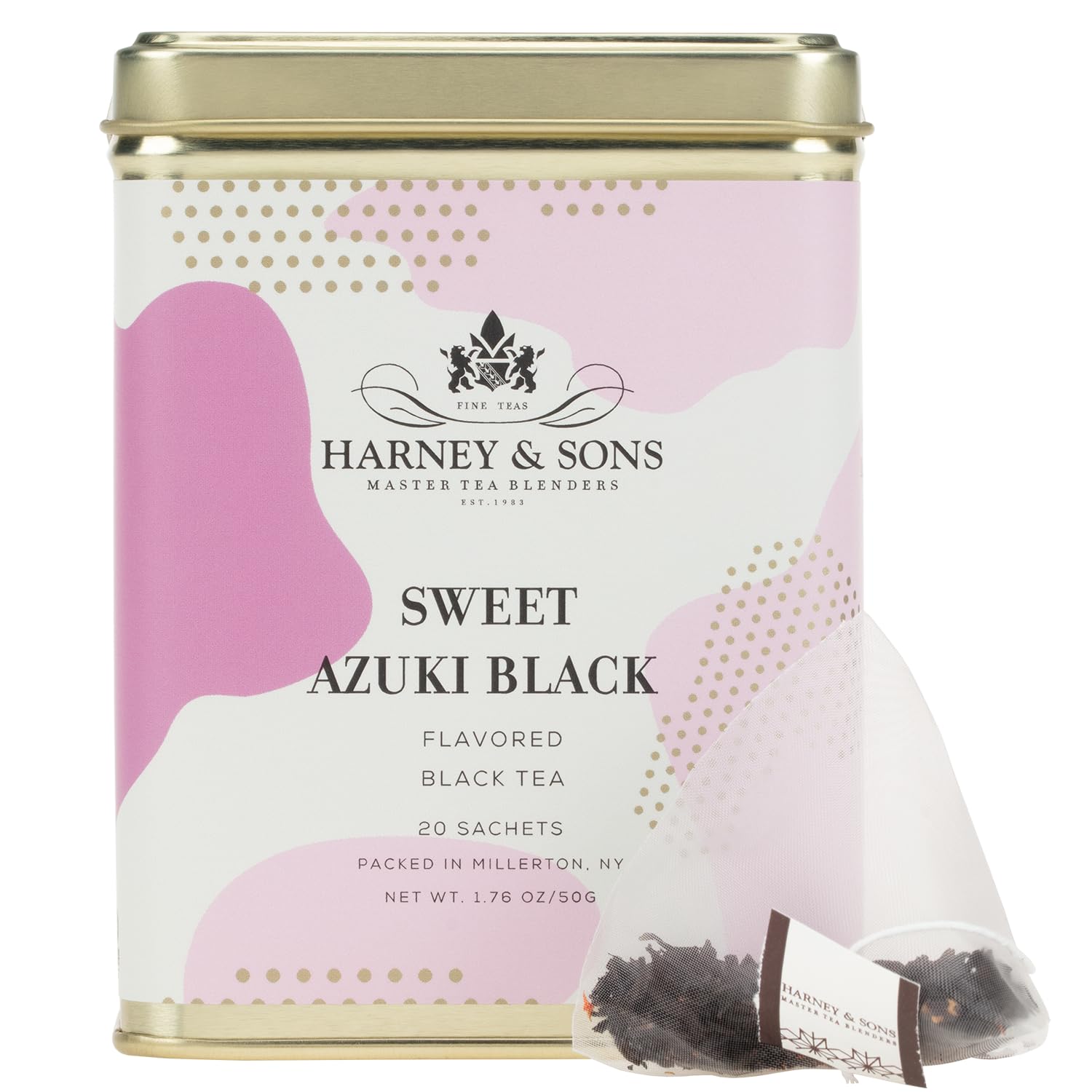 Harney & Sons Sweet Azuki Black Tea, Tin of 20 Sachets, Vanilla and Red Bean Flavored Blend