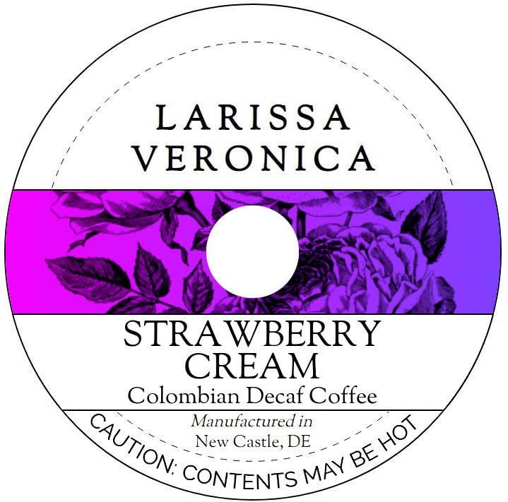 Strawberry Cream Colombian Decaf Coffee (Single Serve K-Cup Pods) (Gourmet, Naturally Flavored, Whole Coffee Beans) (12 pods, ZIN: 574652)