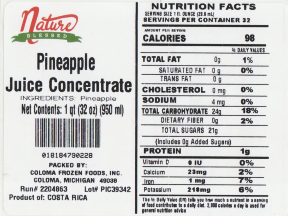 Nature Blessed 100% Pure Pineapple Fruit Juice Concentrate - 1 Quart (1/32 fl oz bottle), Applications: Wine Making, Brewing, Disitilling, Cider