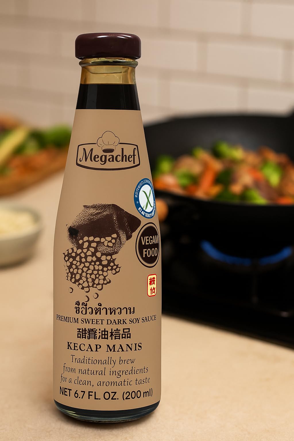 Megachef Premium Dark Soy Sauce (Kecap Manis) 6.7 Fl Oz