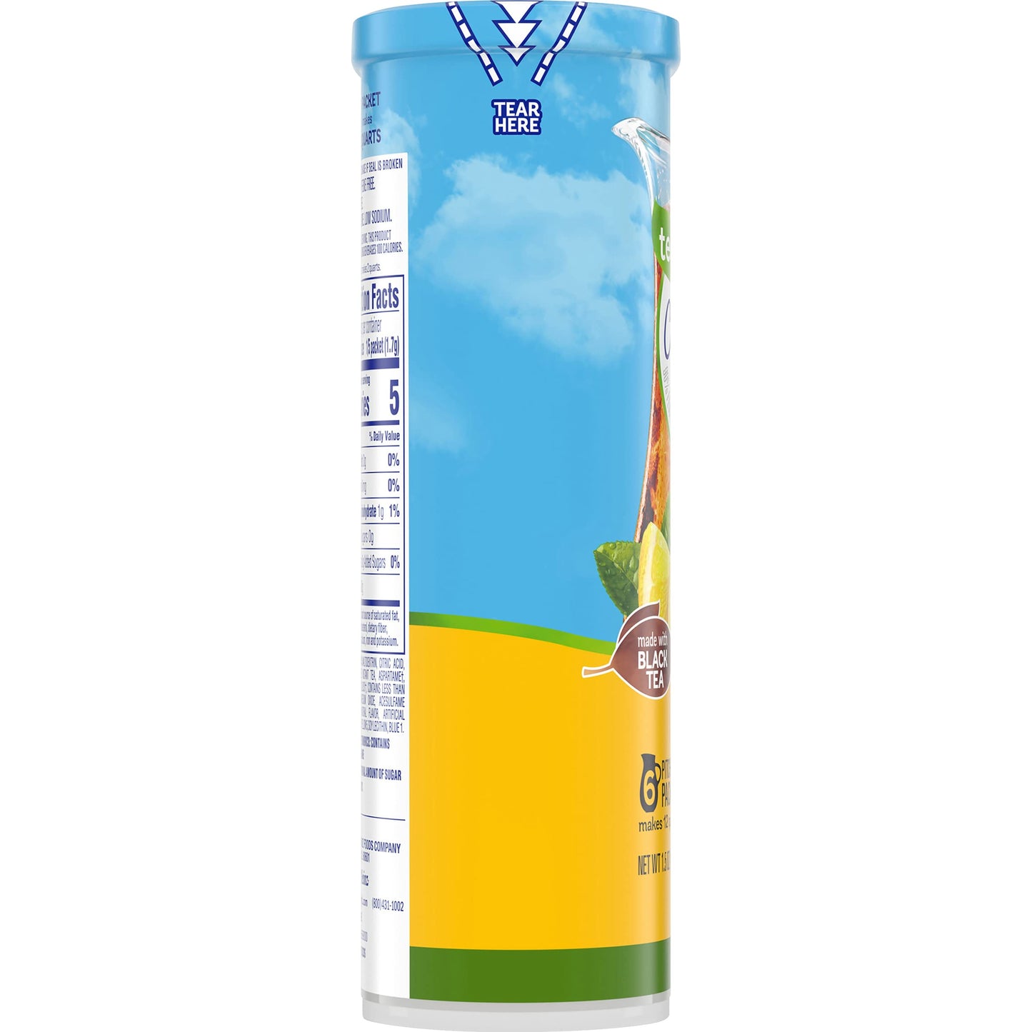 Crystal Light Iced Tea Decaffeinated Lemon Natural Flavor, 1.5-Ounce Canister (Pack of 6)