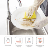 BOOMJOY Nitrile Cleaning Gloves, Heavy Duty Dishwashing Gloves, Reusable Medium Gloves for Kitchen, Bathroom, Gardening, Working, Pet Care - White, 3