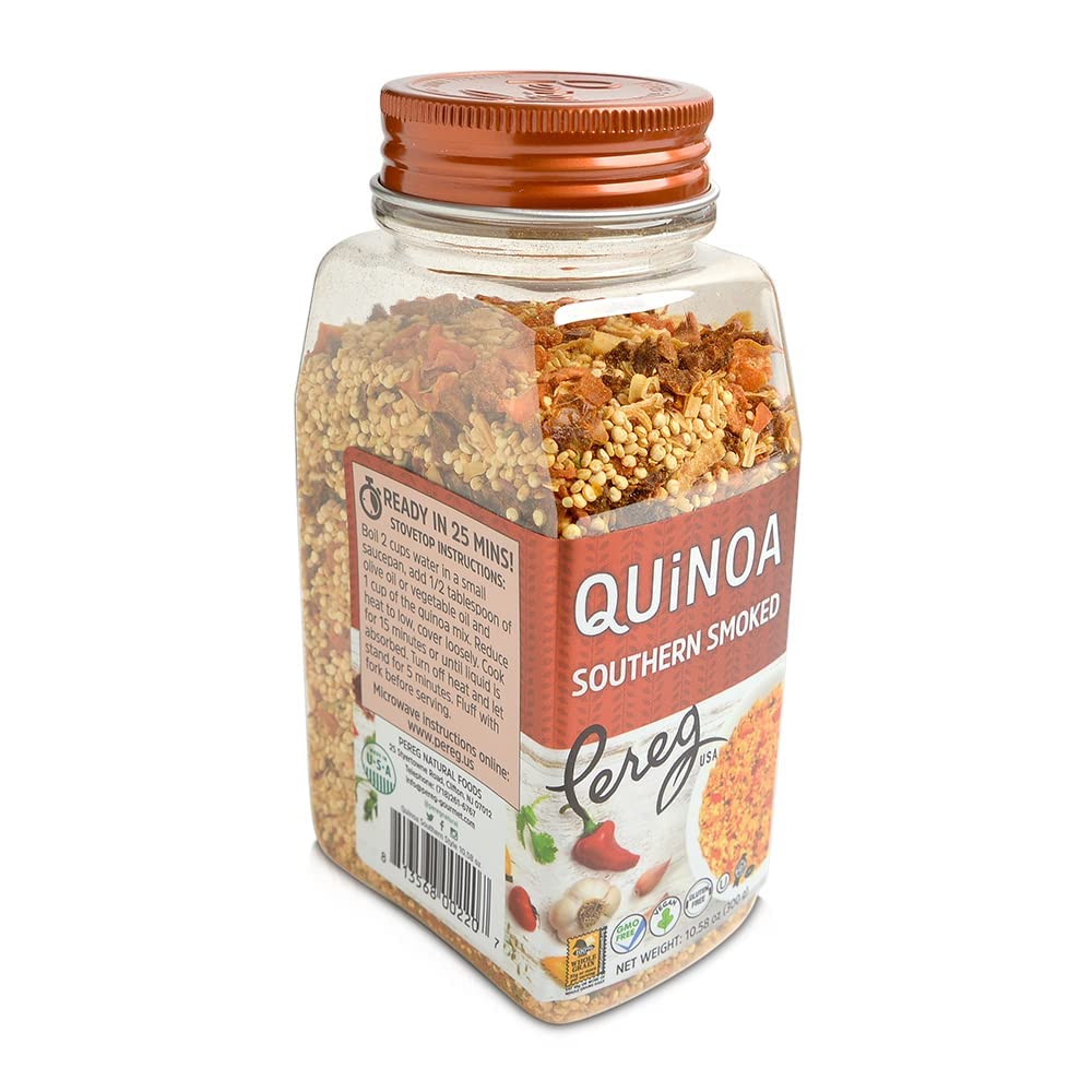 Pereg Southern Smoked Style Quinoa (10.58 Oz x 6 Pack) Ancient Superfood Quinoa Grains, Fibers, Protein & Iron | Flavored w/Dried Veggies, Paprika & Garlic, Prewashed Quinoa, Gluten-Free & Non-GMO