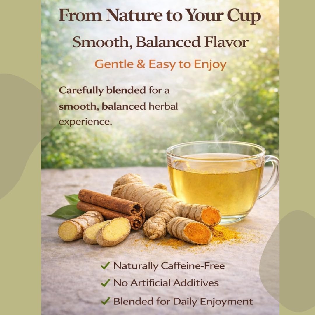 Organic Turmeric Ginger Cinnamon Herbal Tea Bags - Turmeric Ginger Herbal Tea - Caffeine Free Herbal Tea - 100 Plant-Based Tea Bags - USDA Organic