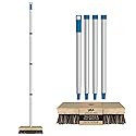 LOLA Deck Scrub Brush, 9" x 3.5" Head w/Palmyra & PVC Bristles for Outdoor Cleaning, Removes Dirt & Grime from Patios, Decks, Grout, 1 CT