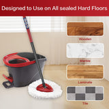 3 Pack Mop Heads Replacement and 2 Pack Floor Mop Scrubbing Brush for O-Ceda EasyWring Spin Mop, Microfiber Spin Mop Refills, Easy Cleaning Mop Head