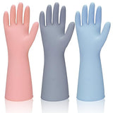 BSRBZJ Rubber Kitchen Dishwashing Gloves - 3 Pairs Reusable Household Cleaning Gloves, Flexible and Durable & Non-slip Cleaning Gloves, Great