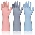 BSRBZJ Rubber Kitchen Dishwashing Gloves - 3 Pairs Reusable Household Cleaning Gloves, Flexible and Durable & Non-slip Cleaning Gloves, Great