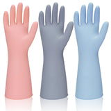 BSRBZJ Rubber Kitchen Dishwashing Gloves - 3 Pairs Reusable Household Cleaning Gloves, Flexible and Durable & Non-slip Cleaning Gloves, Great
