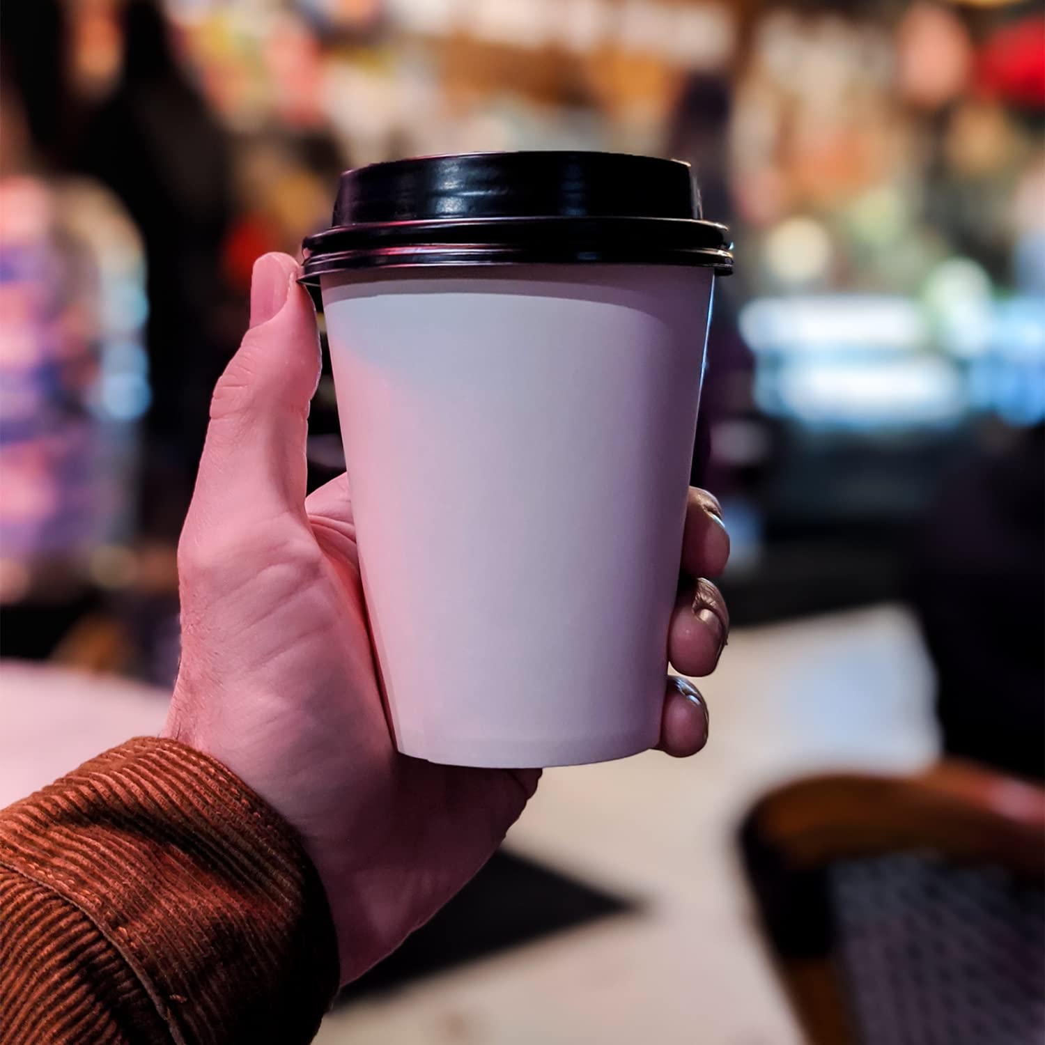 Smygoods White Disposable Paper Coffee Cups with Lids (12 OZ, 25 Count) For Hot Beverages, Tea, Espresso, Cocoa - To Go Drink Containers, Café