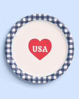 xo, Fetti All American USA Paper Plates | 24 pcs, 9" | 4th of July Tableware, Southern Bachelorette Decorations, Patriotic Dinner Party Setting