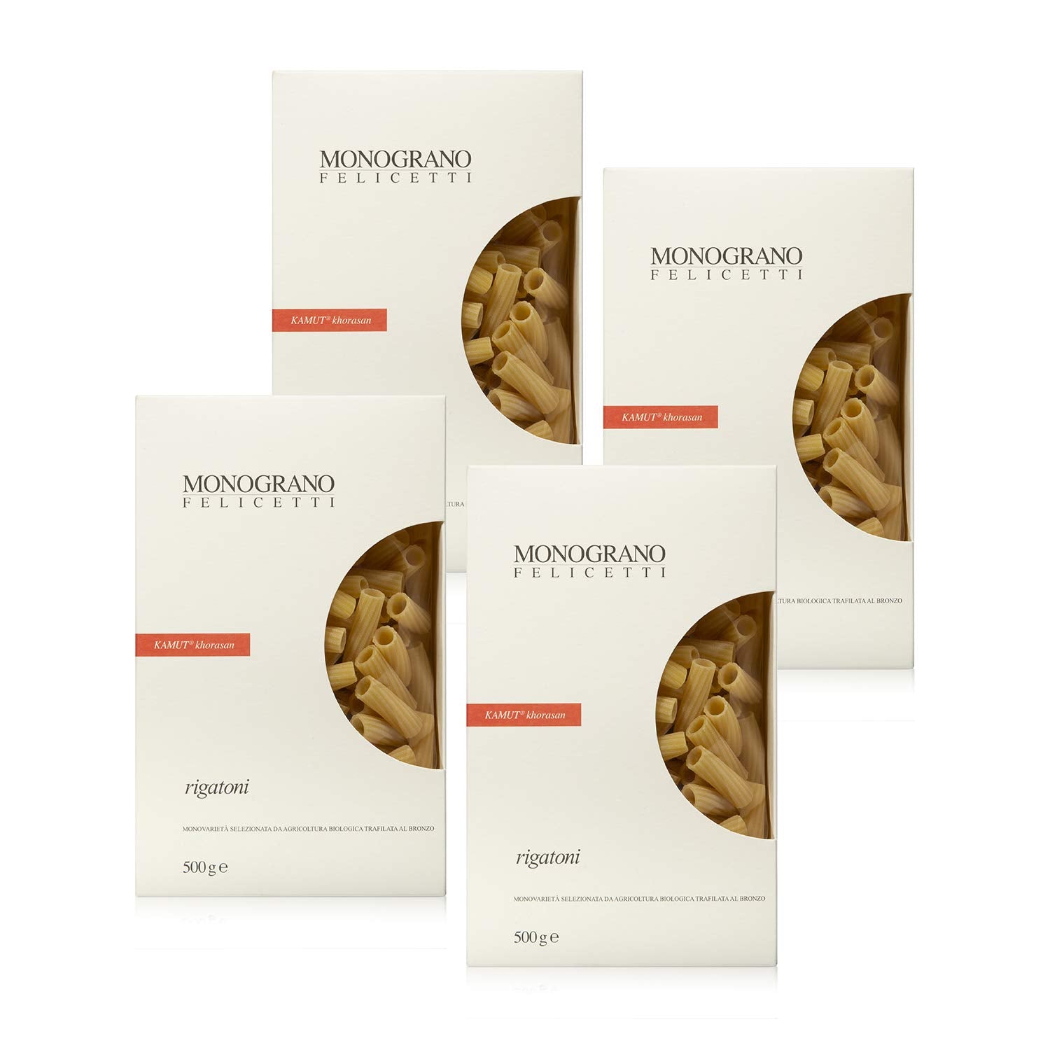 Monograno Felicetti Italian Organic Rigatoni Pasta Made with Kamut 1.1 lb - Pack of 4