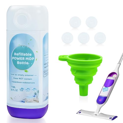 Power Mop Refillable Bottle for Swiffer PowerMop, Empty Reusable Bottle for Power Mop, 26 FL OZ Leak-Proof HDPE Solution Container with 5 Silicone