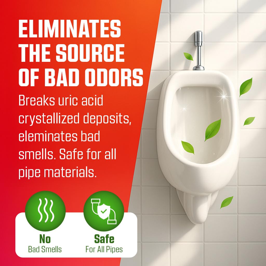 LVAP Heavy Duty Urinal Salt Remover - Made in USA - Commercial Grade Urinal Drain Cleaner & Odor Eliminator. Removes Salt, Calcium, Rust and Scale