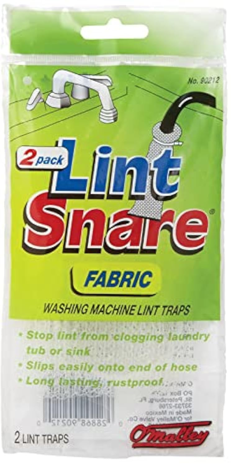O'Malley Lot of 12 Lint Snare Fabric Washing Machine Traps with Ties Clamps (6 Packs of 2)