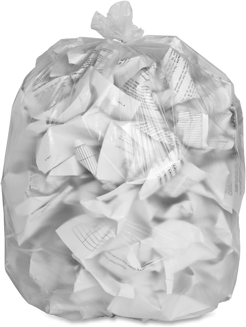 50 Small to Medium 7-8-9-10 Gallon 24" x 24" Clear Garbage Bags - Commercial Waste Basket Trash Bags | Bulk Plastic Bathroom Trash Can Liners | Office