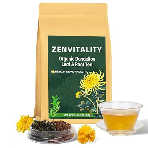 ZenVitality Dandelion Leaf and Root Tea?50 Bags?100% Certified Organic/Decaffeinated Naturally beneficial for liver/blood pressure/blood