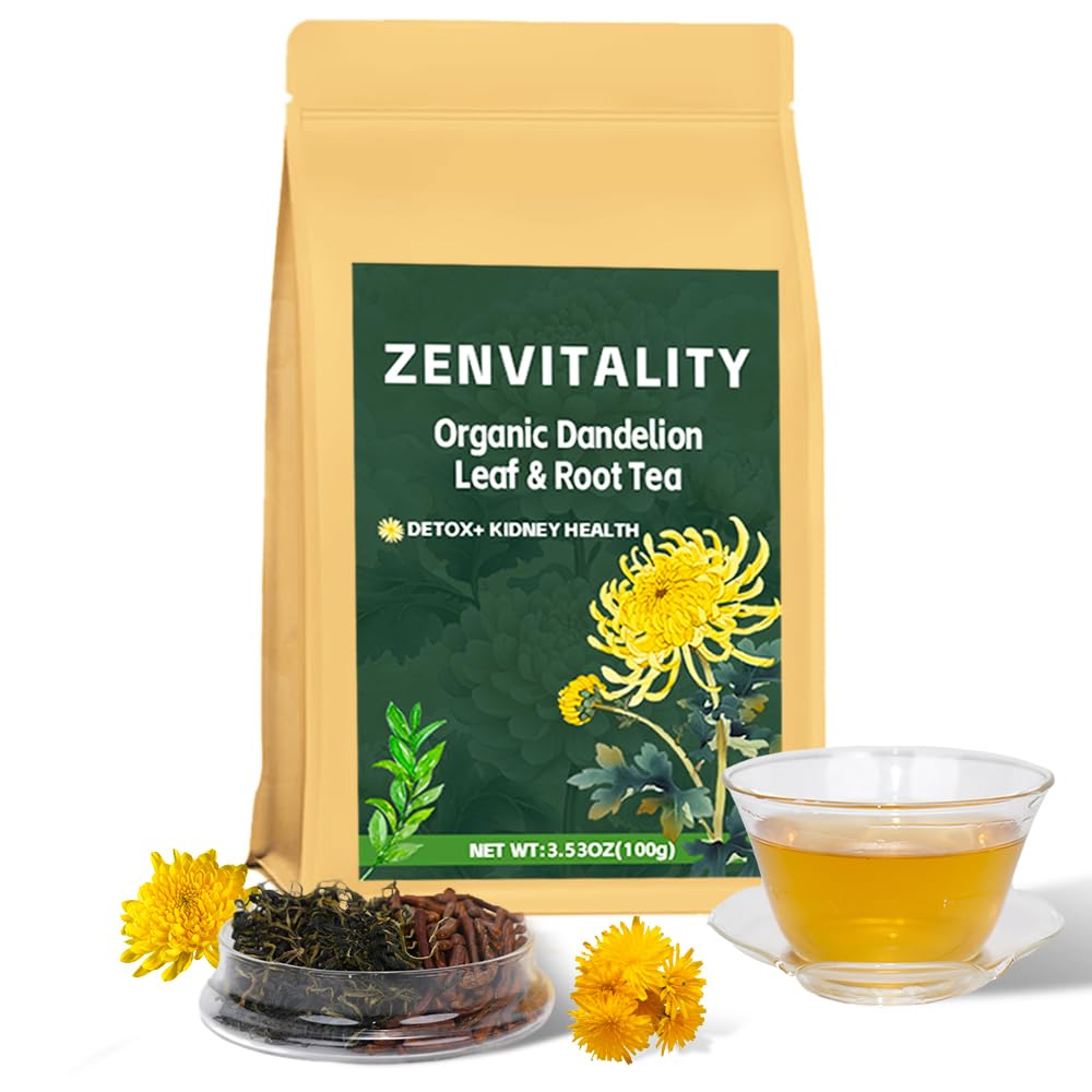 ZenVitality Dandelion Leaf and Root Tea?50 Bags?100% Certified Organic/Decaffeinated Naturally beneficial for liver/blood pressure/blood