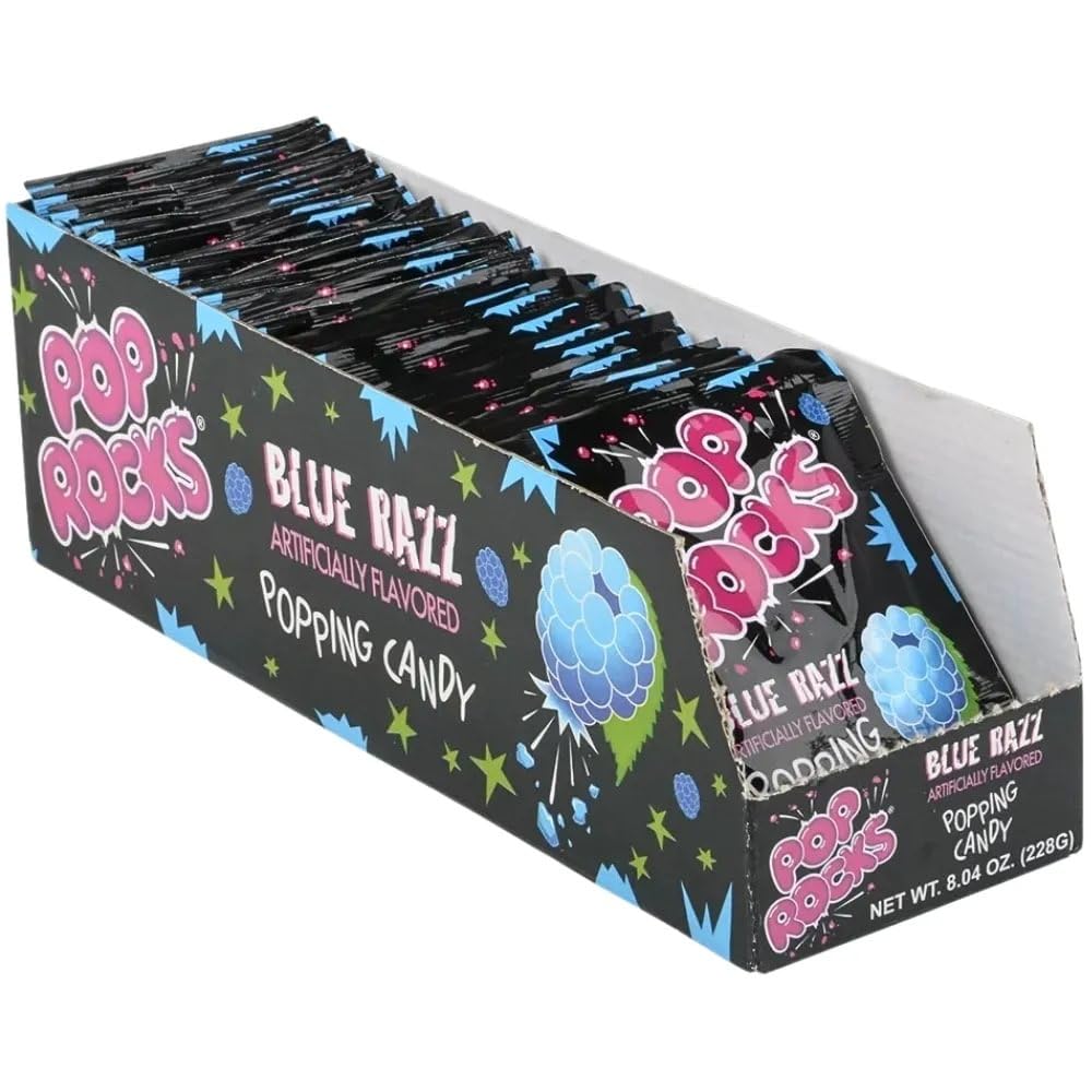 Pop Rocks Blue Razzberries (Pack of 24) - Tangy Popping Candy with Fruity Flavor - Perfect for Parties, Candy Bowls, Gifts, and Fun Snacking