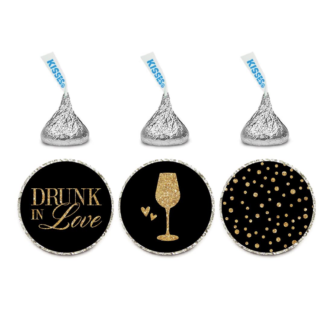 Andaz Press Chocolate Drop Labels Trio, Wedding Bridal Shower, Drunk in Love, 216-Pack