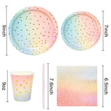 Boocikey 200 Pcs Pastel Party Decorations,Golden Dot Disposable Paper Plates Set,Pastel Plates and Napkins Party Supplies for Birthday Baby Shower