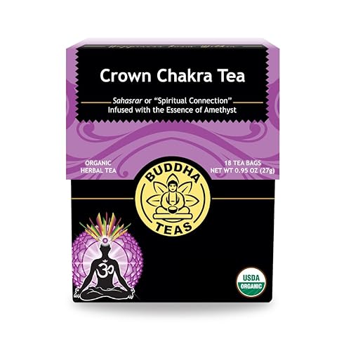 Buddha Teas - Crown Chakra Tea - Organic Herbal Tea - For Spiritual Connection - With Lavender, Gotu Kola Leaf, Rose Petal & Amethyst Essence - 100%