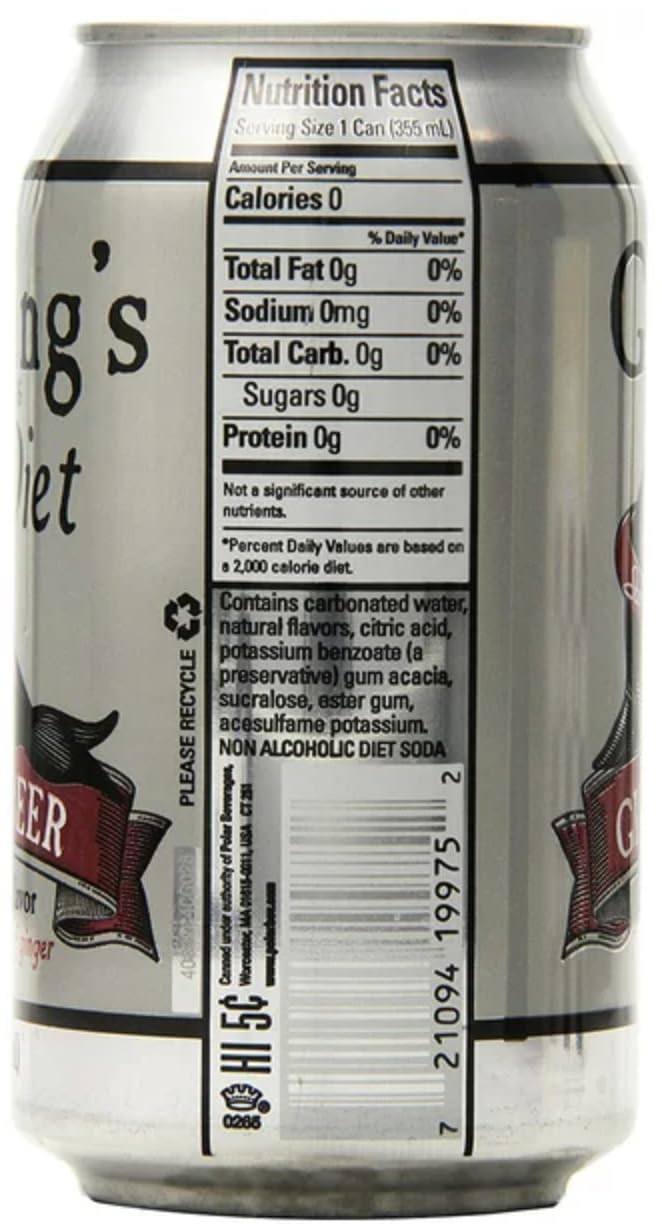 Goslings Diet Ginger Beer Cans of 12 fl oz Each | Ginger Beer Sugar Free For Moscow Mule And Mixers For Alcoholic Drinks (24)
