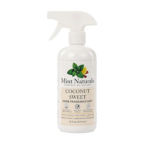 Natural Sweet Coconut Room Spray & Odor Eliminator - Creamy Coconut Vanilla Fragrance Mist That Helps Refresh Indoor Air, 16 oz - Made in USA by Mint