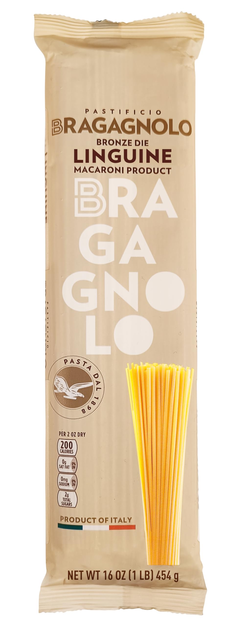 Pastificio Bragagnolo, Linguine 811 Bronze-Drawn, 100% Italian Pasta, Made with Durum Wheat Semolina Flour, Non GMO (1 Pound Bag) - Consistently al