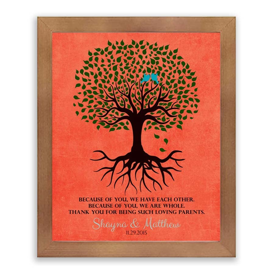 Lucky Tusk Thank You Gift For Parents Personalized Family Tree Roots Because Of You We Have Each Other Mother of Groom Bride Family #LT-1111,