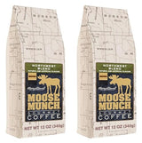 Moose Munch Northwest Blend Ground Coffee - 2 Pack, 12 oz Bags - Cinnamon, Hazelnut & Praline Flavored Medium Roast Coffee