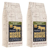 Moose Munch Northwest Blend Ground Coffee - 2 Pack, 12 oz Bags - Cinnamon, Hazelnut & Praline Flavored Medium Roast Coffee
