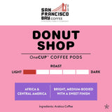 SF Bay Donut Shop Coffee, OneCup - 72 Count Compostable Pods - Light Roast Arabica - Compatible with Most Keurig K-Cup Brewers