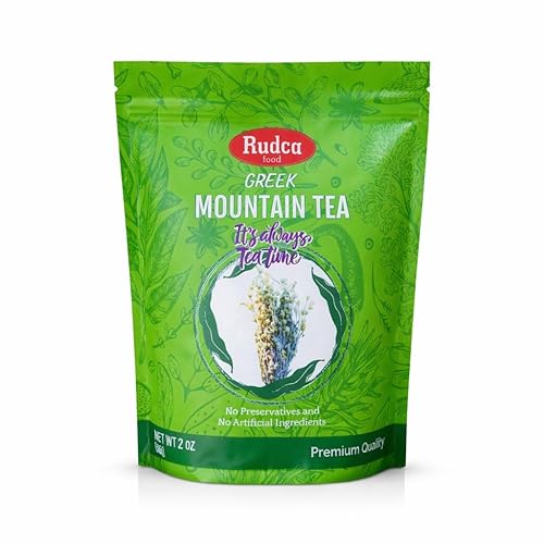 Rudca Food Greek Mountain Tea - Premium Sideritis Raeseri Herbal Tea, 100% Natural, No Preservatives or Artificial Ingredients, Loose Leaf, 2 oz