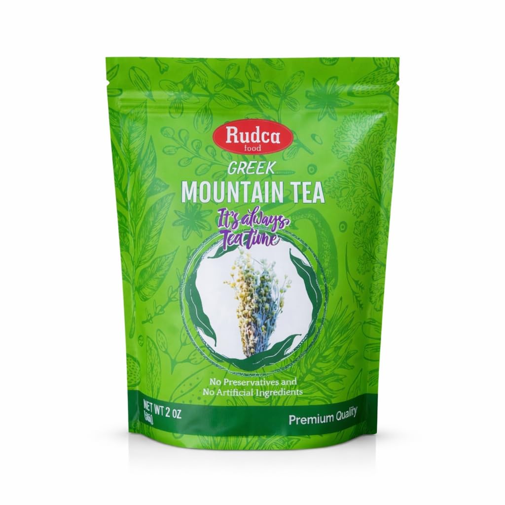 Rudca Food Greek Mountain Tea - Premium Sideritis Raeseri Herbal Tea, 100% Natural, No Preservatives or Artificial Ingredients, Loose Leaf, 2 oz