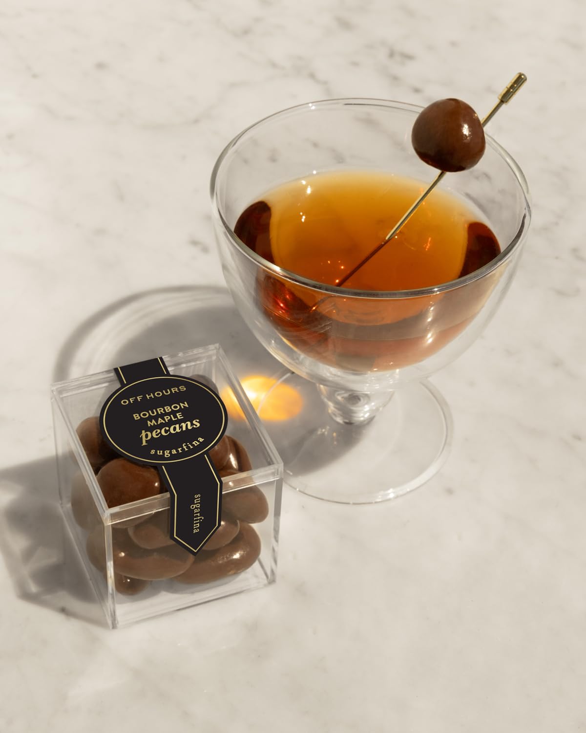 Sugarfina Maple Bourbon Pecans Small Candy Cube, 2.4 oz, 4 Count | Non-Alcoholic, Bourbon-Flavored Chocolate